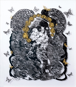 志帆《Virgin and Child》　80.3×65.2cm　紙（切り絵）